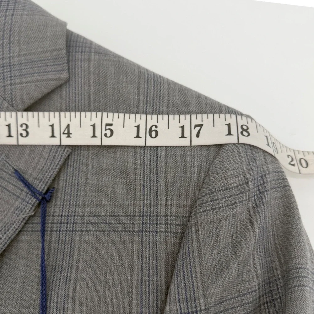 Stafford Suit Jacket Mens 42R Gray Navy Plaid CoolMax Performance Wool Blend NEW